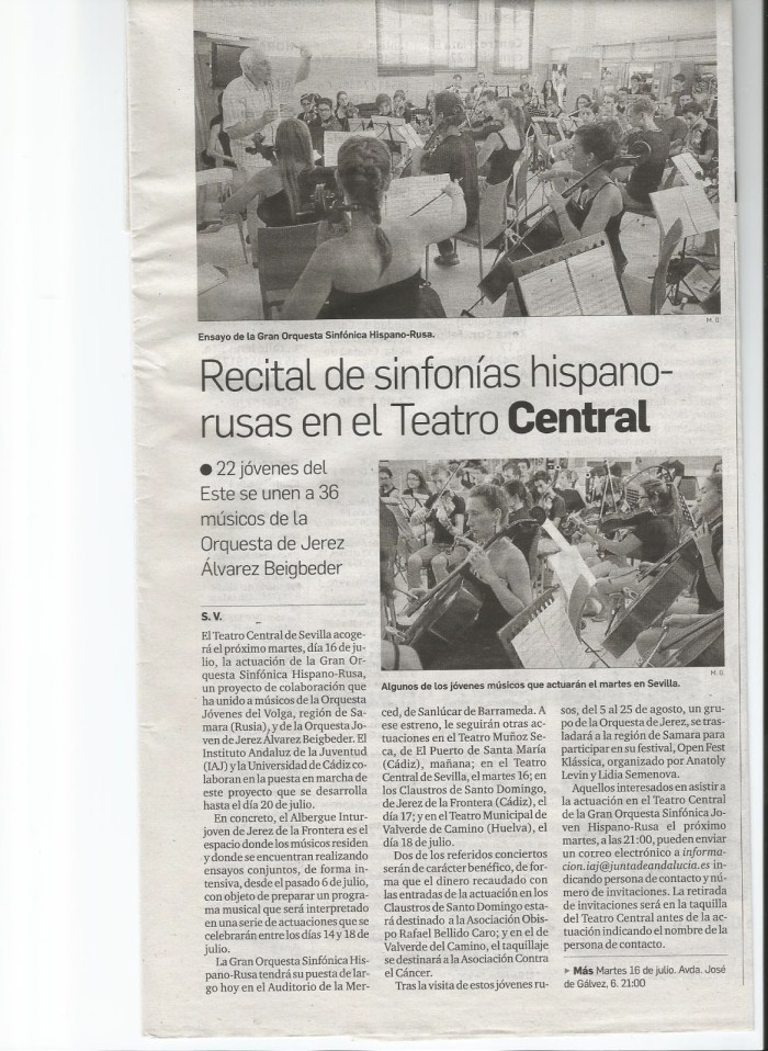 La Orquesta Hispano Rusa en la prensa.